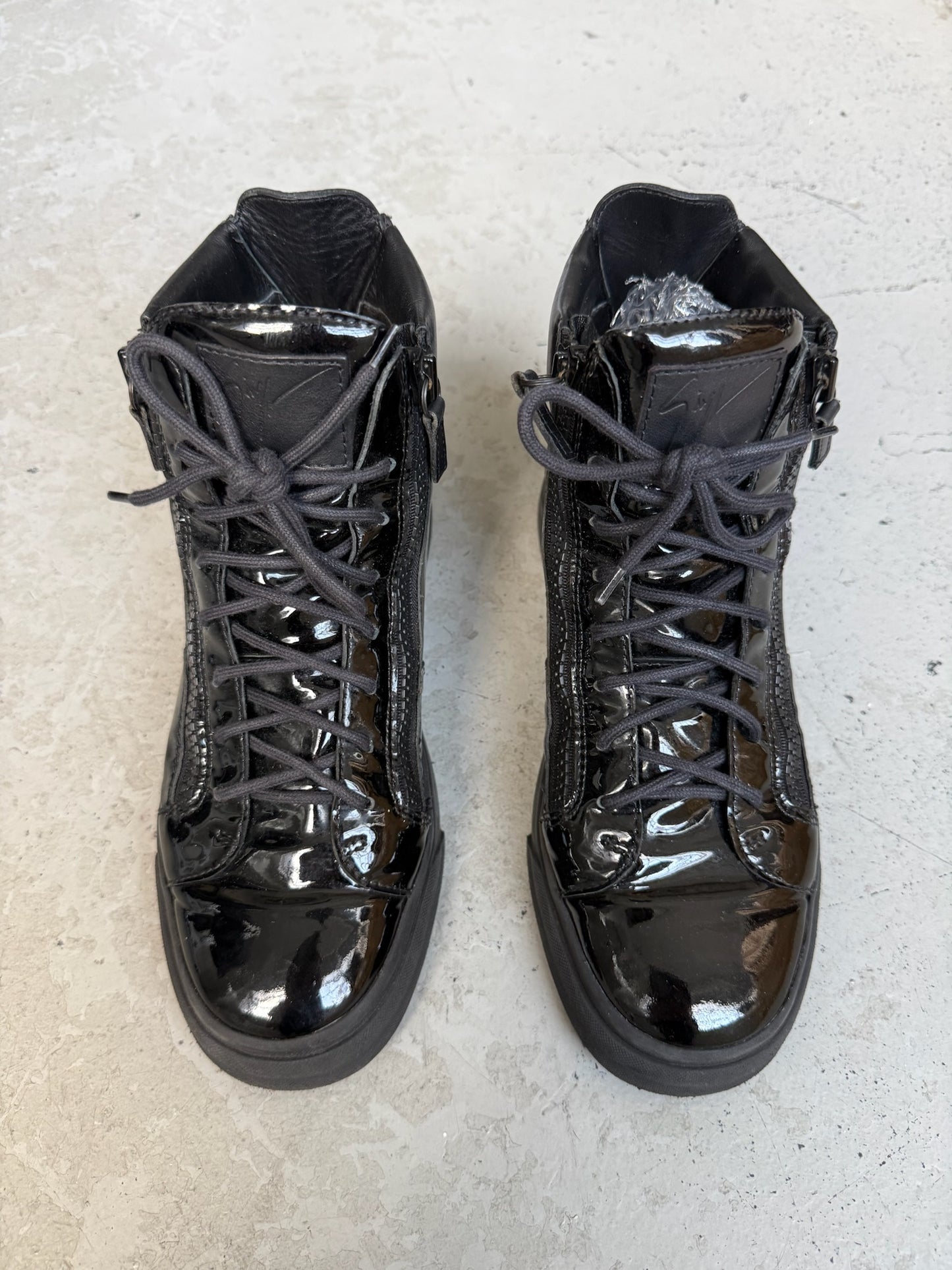 Giuseppe Black Patent Leather Sneakers (41)