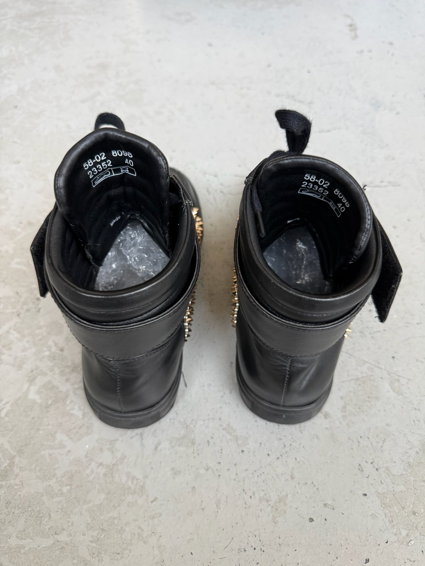 Balmain High Top Gold Studded Leather Sneakers (40)