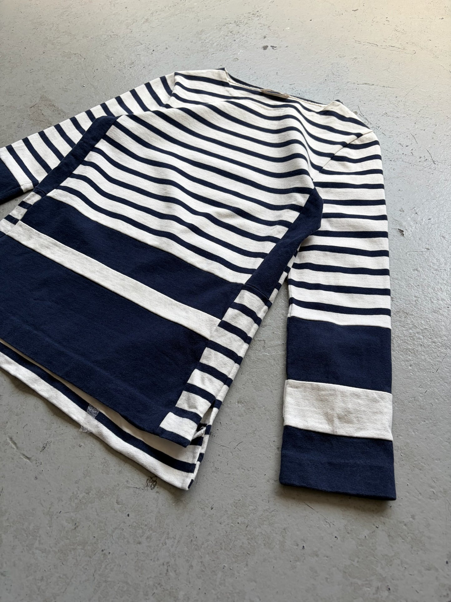Celine White & Blue Striped Long Sleeve Shirt (S)
