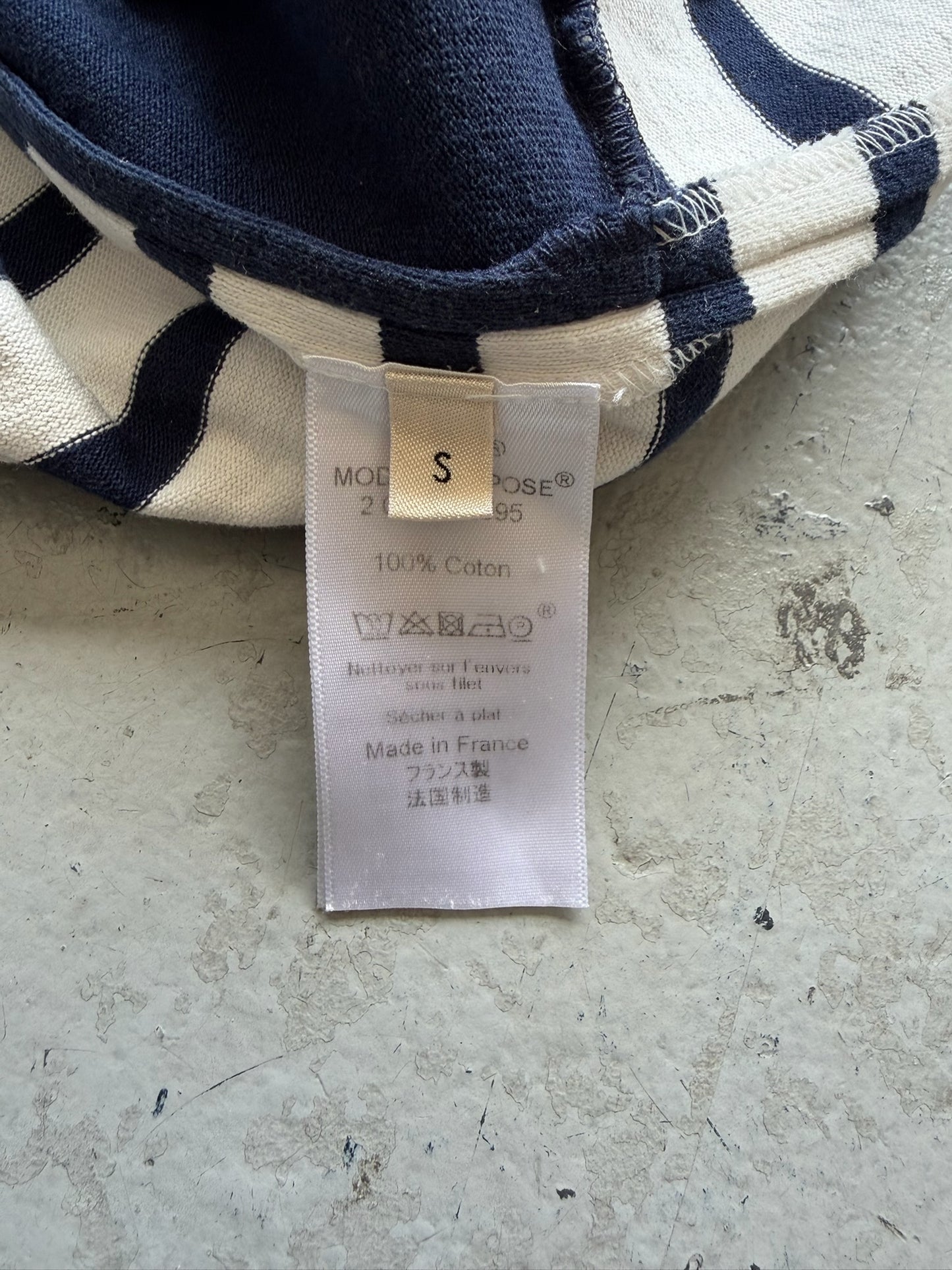 Celine White & Blue Striped Long Sleeve Shirt (S)