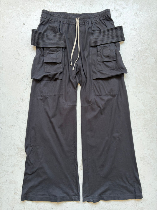 Rick Owens DRKSHDW Black Creatch Cargo Cotton Sweatpants (XXL)