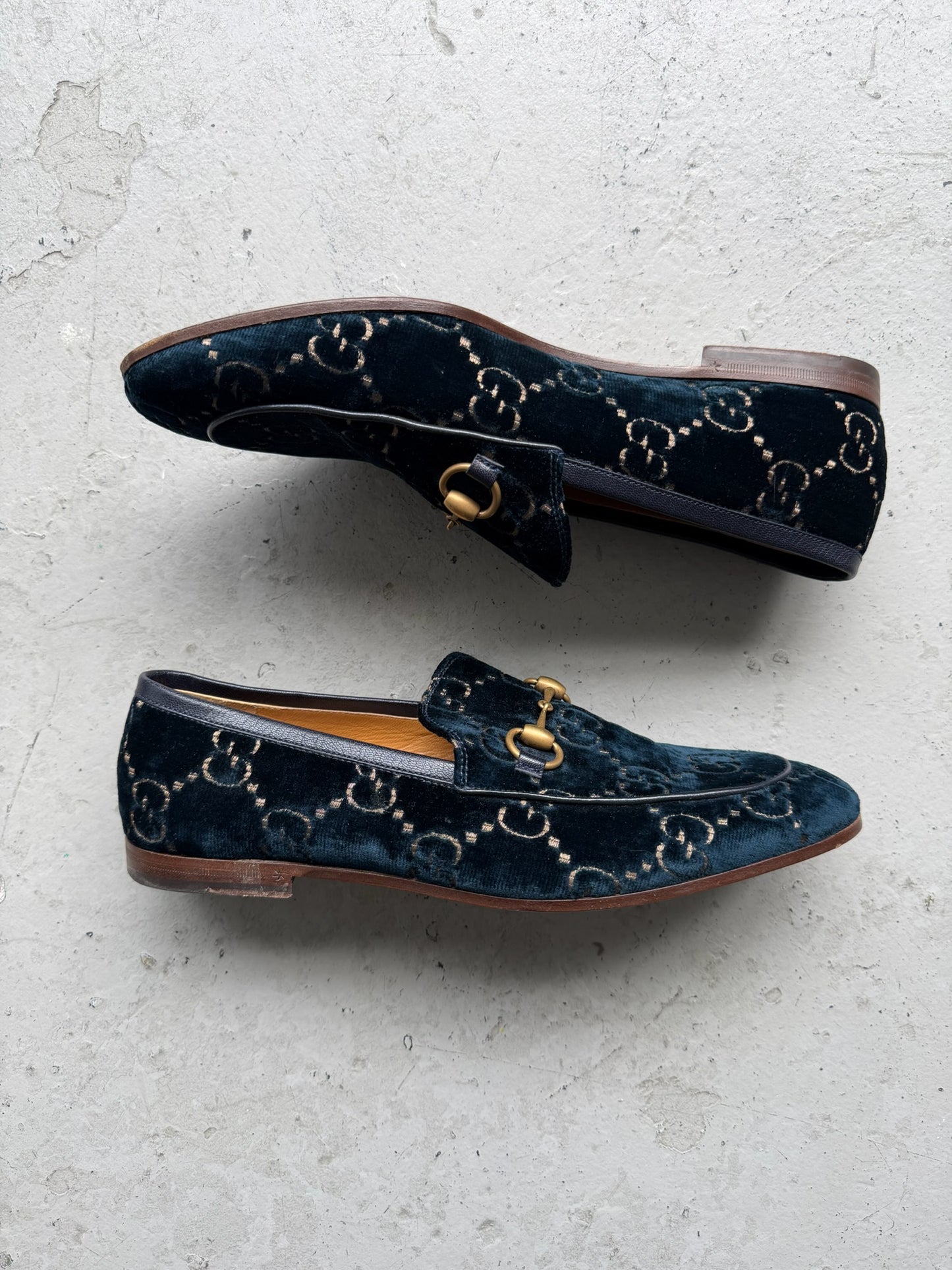 Gucci Monogram Velvet Loafers (8.5)
