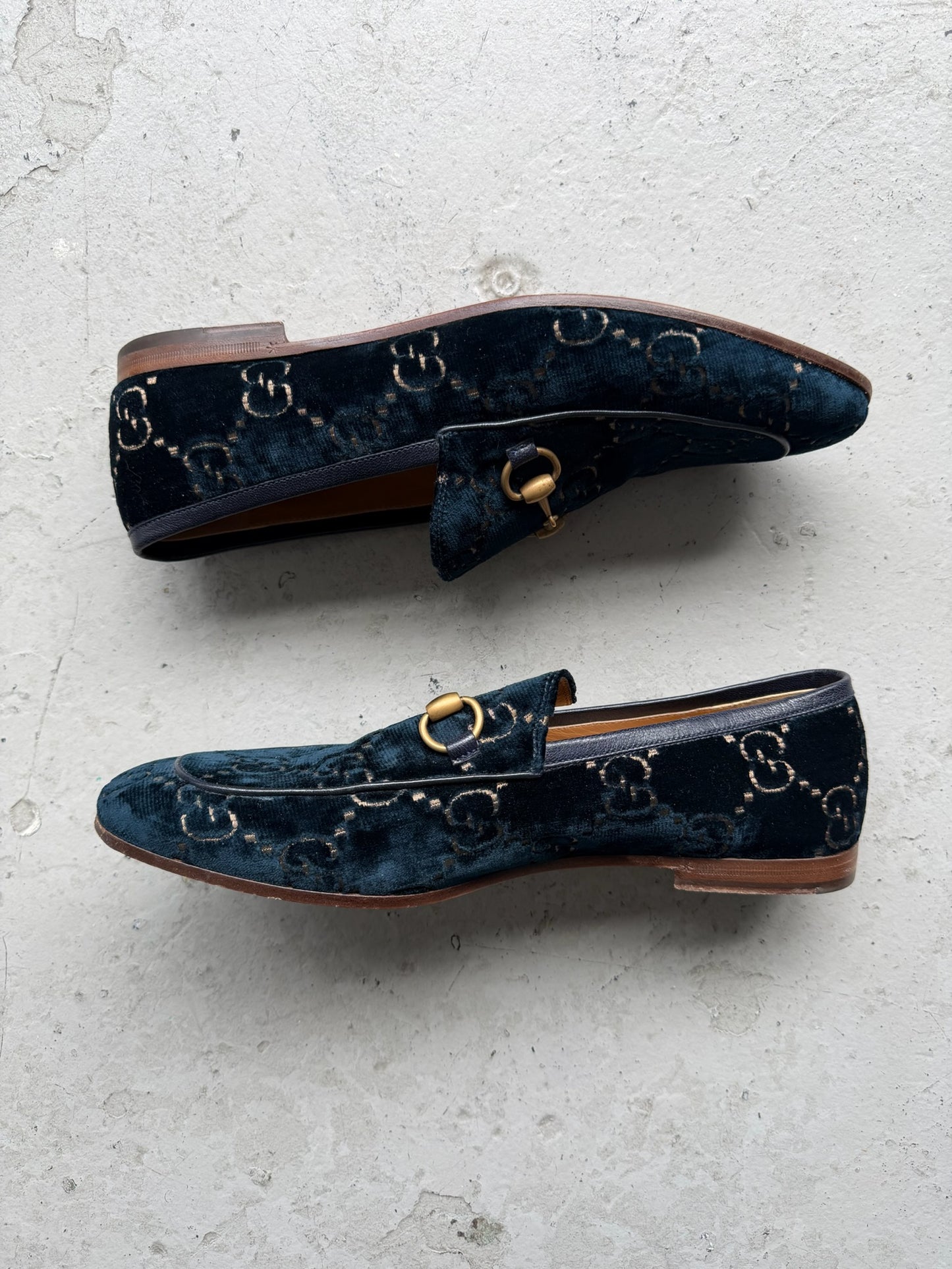 Gucci Monogram Velvet Loafers (8.5)