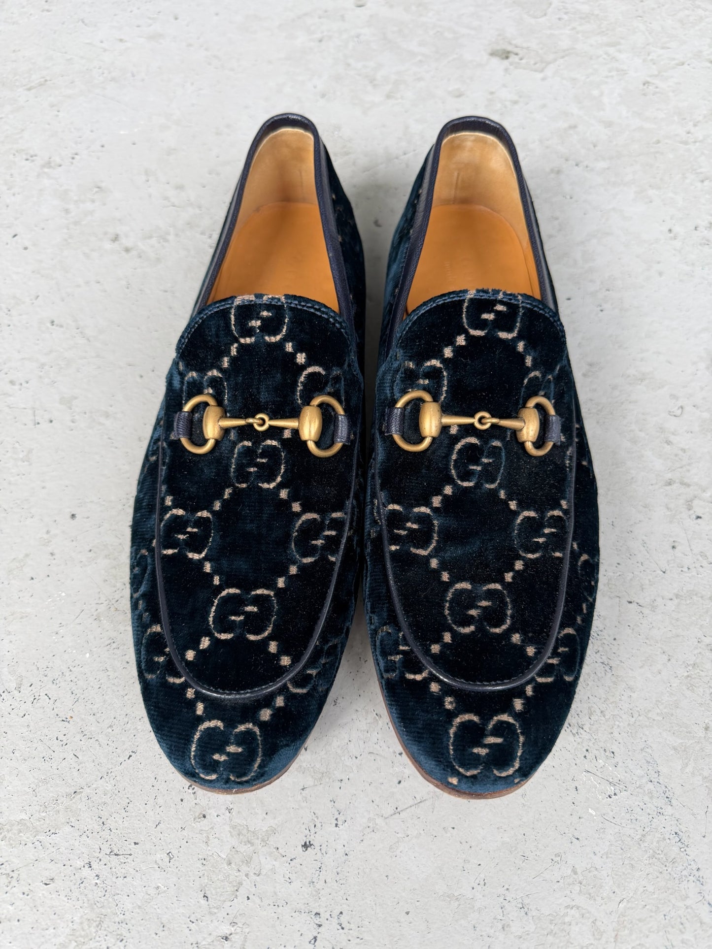 Gucci Monogram Velvet Loafers (8.5)