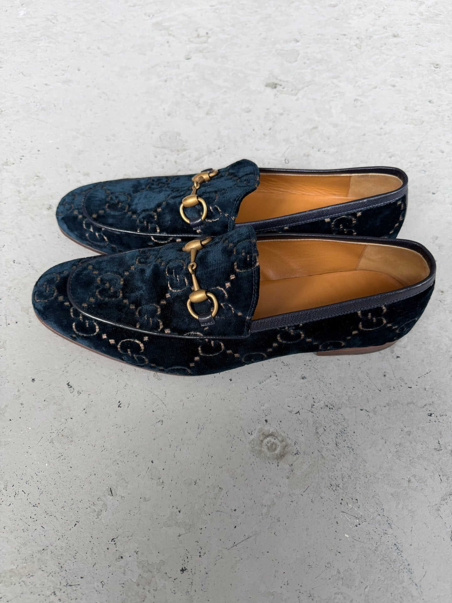 Gucci Monogram Velvet Loafers (8.5)