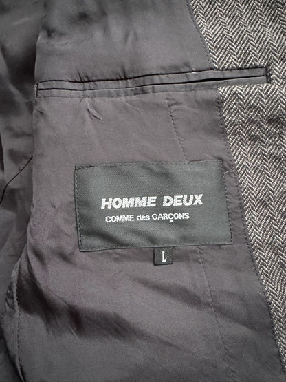 Comme Des Garçons Homme Deux 2023 Grey Distressed Blazer (L)
