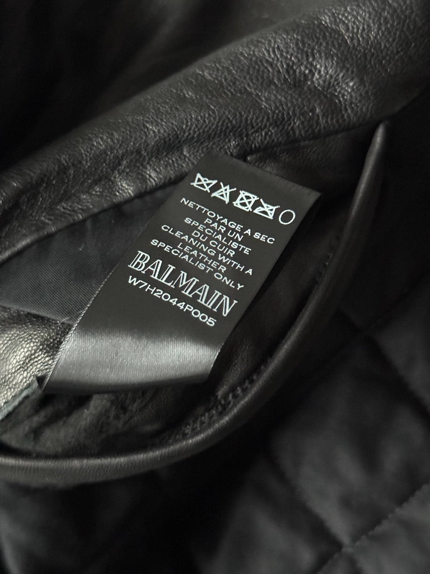 Balmain FW17 Lamb Leather Shearling Lined Black Jacket (52)