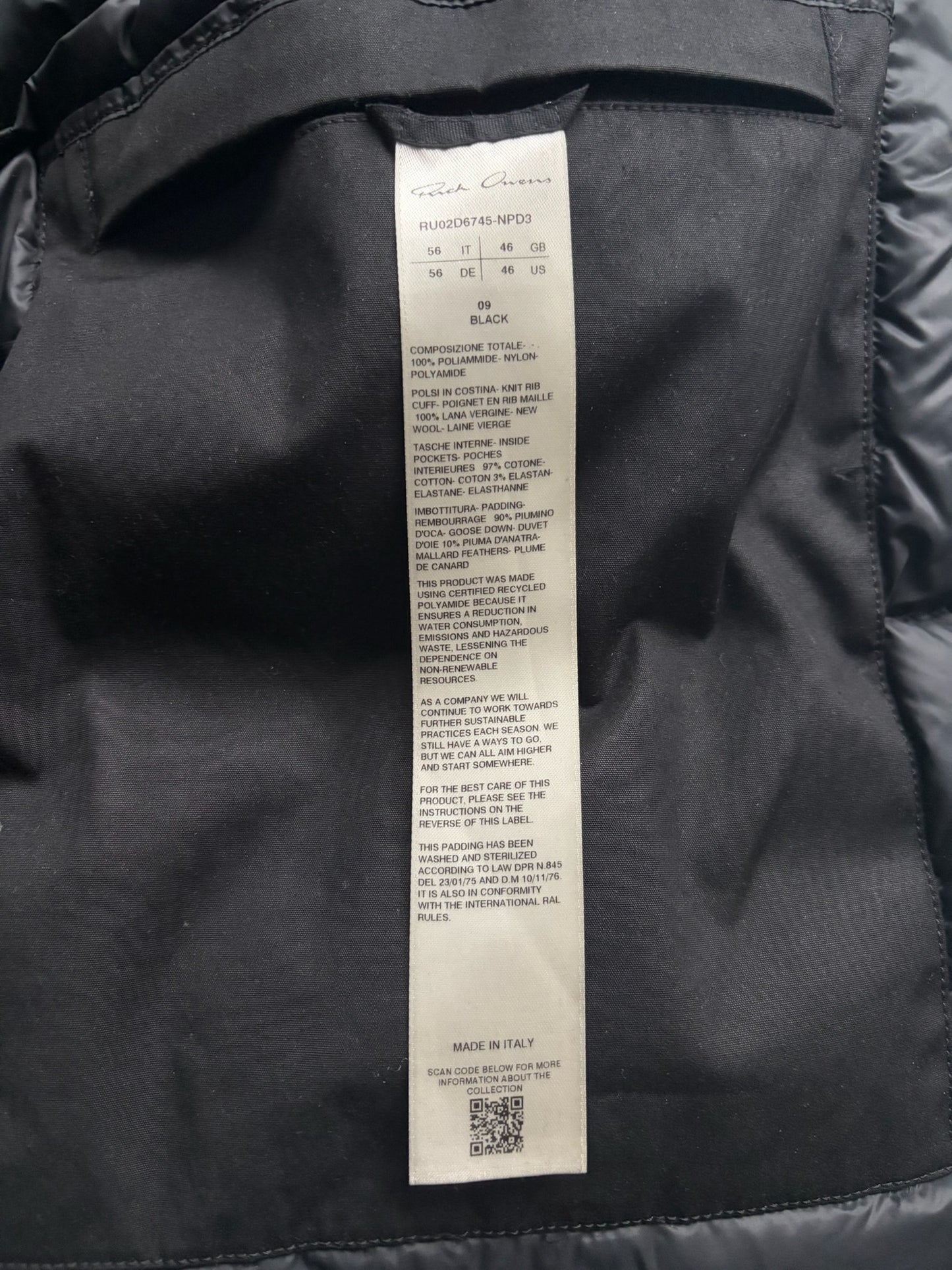 Rick Owens FW24 PORTERVILLE Black Down Jacket (56)