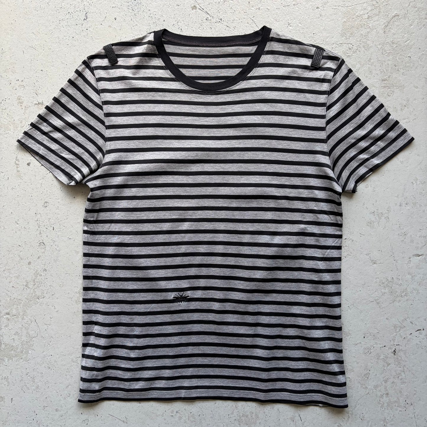 Dior Homme AW04 VOTC Grey Striped Short Sleeve Bee Shirt (S)