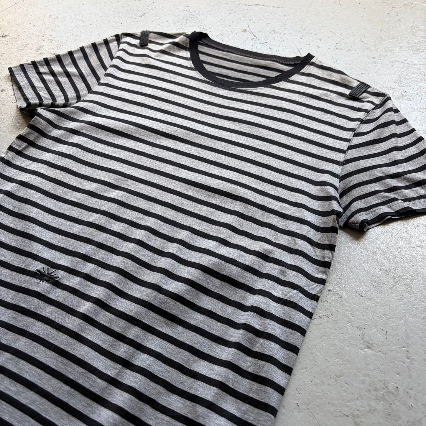 Dior Homme AW04 VOTC Grey Striped Short Sleeve Bee Shirt (S)