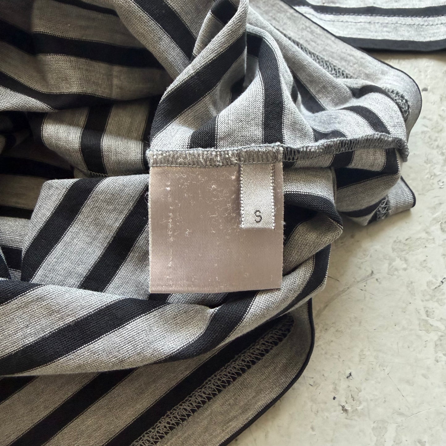 Dior Homme AW04 VOTC Grey Striped Short Sleeve Bee Shirt (S)