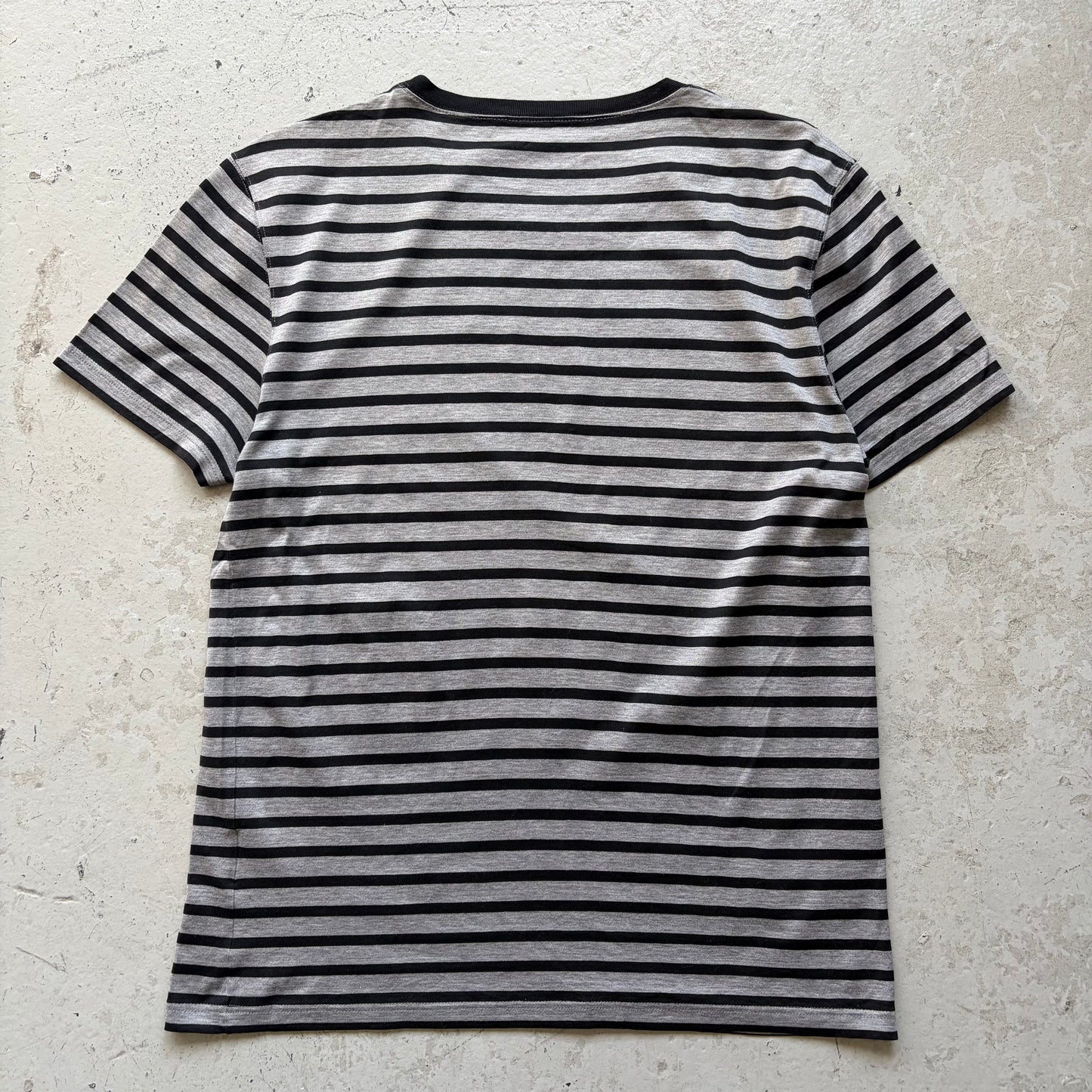 Dior Homme AW04 VOTC Grey Striped Short Sleeve Bee Shirt (S)