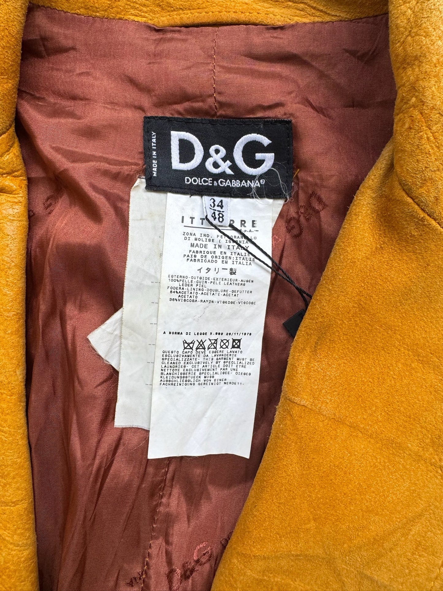 Dolce & Gabbana Yellow Leather Jacket (48)