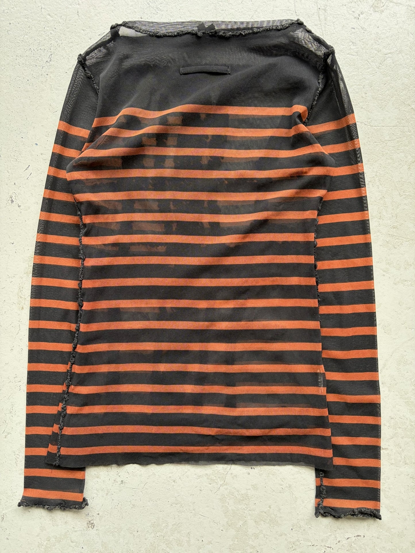 Jean Paul Gaultier Femme Knit Embroidered Striped Sheer Long Sleeve (40)