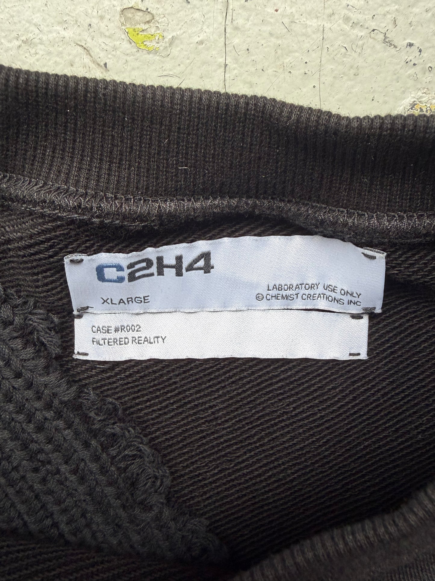 C2H4 Black Distressed Crewneck (XL)