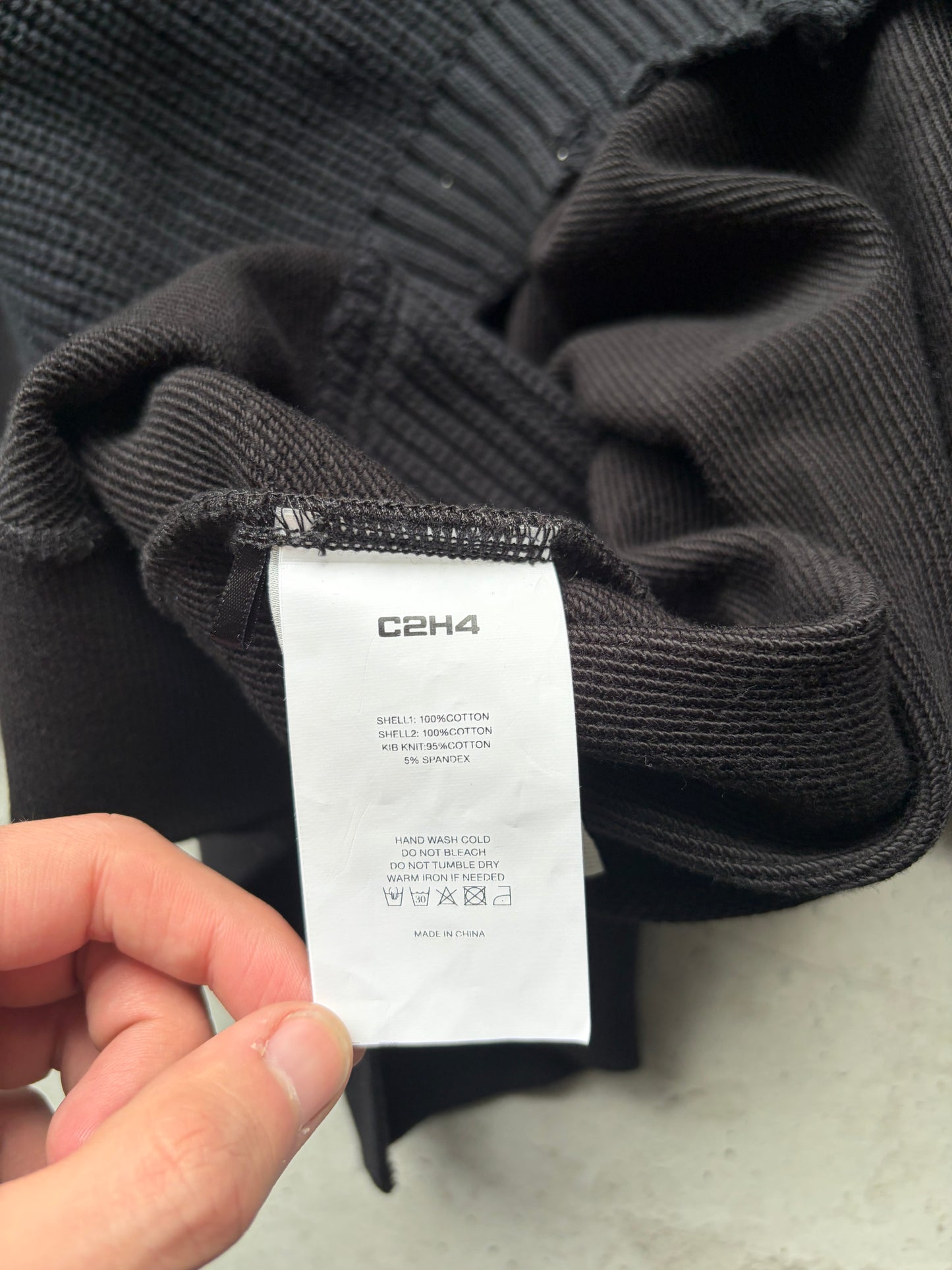 C2H4 Black Distressed Crewneck (XL)