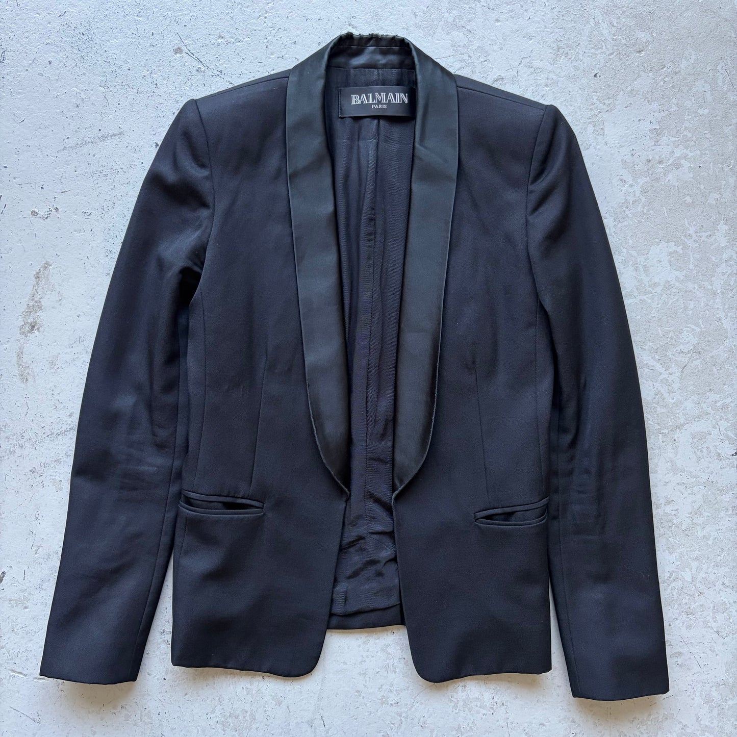 Balmain Decarnin Black Wool Shawl Blazer (36)