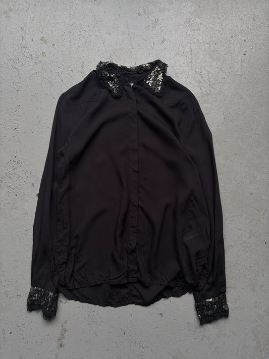 Diesel Sequin Black Button Up Shirt (S)