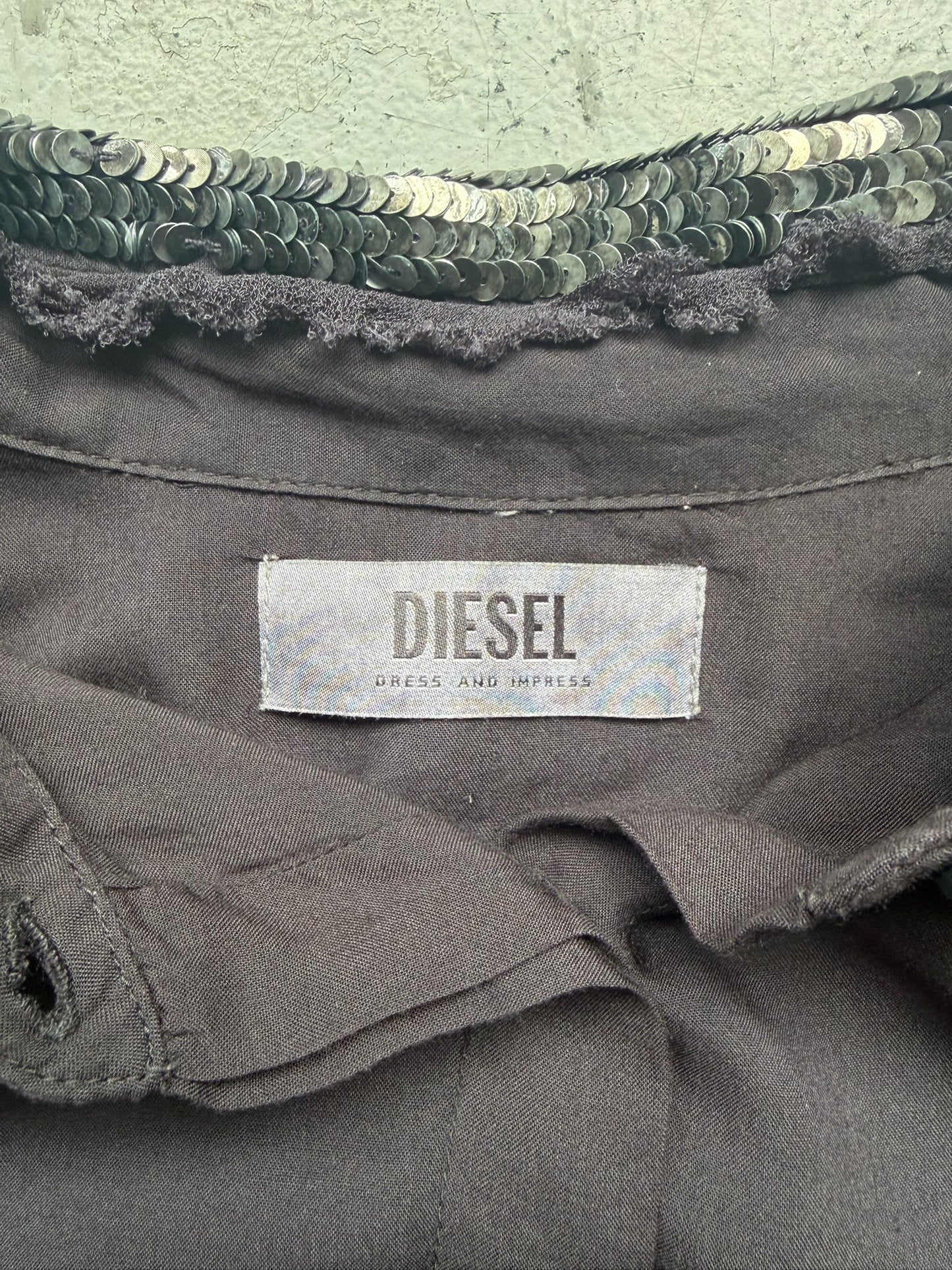 Diesel Sequin Black Button Up Shirt (S)