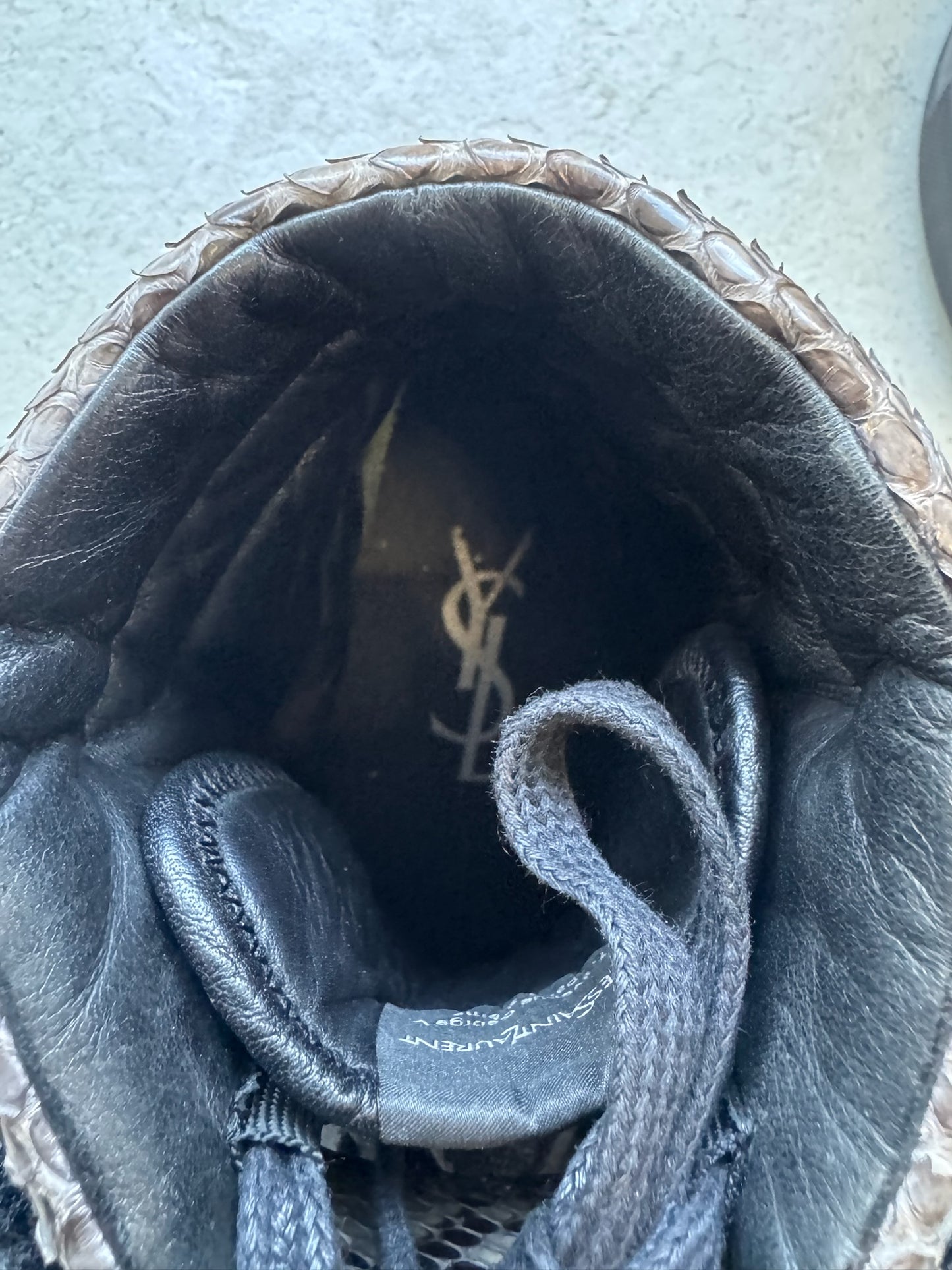 Yves Saint Laurent Snakeskin High Top Sneakers (44.5)