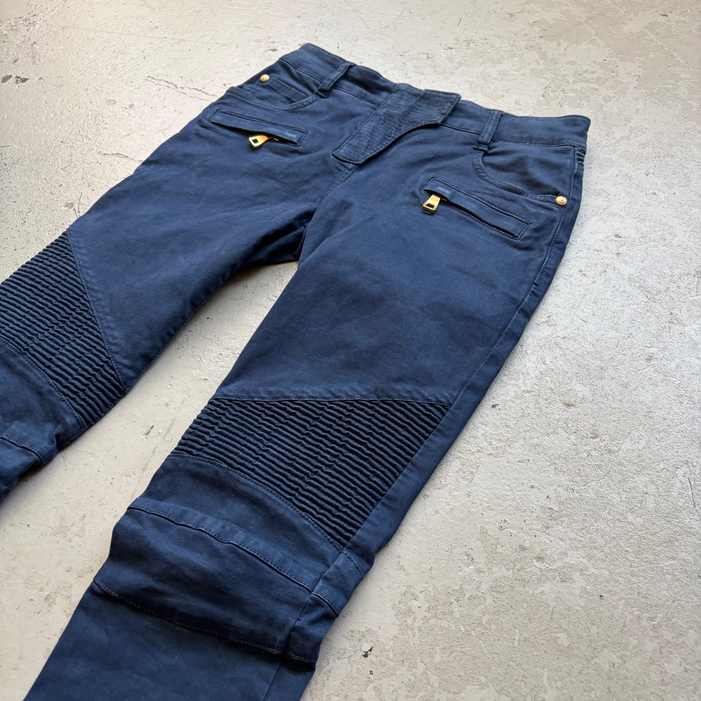 Balmain Navy Biker Pants (34)