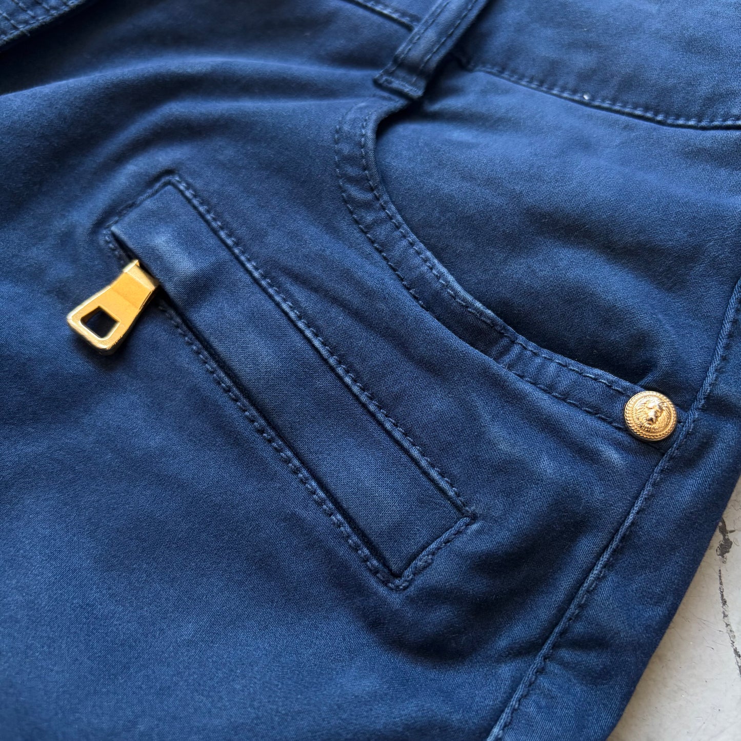 Balmain Navy Biker Pants (34)