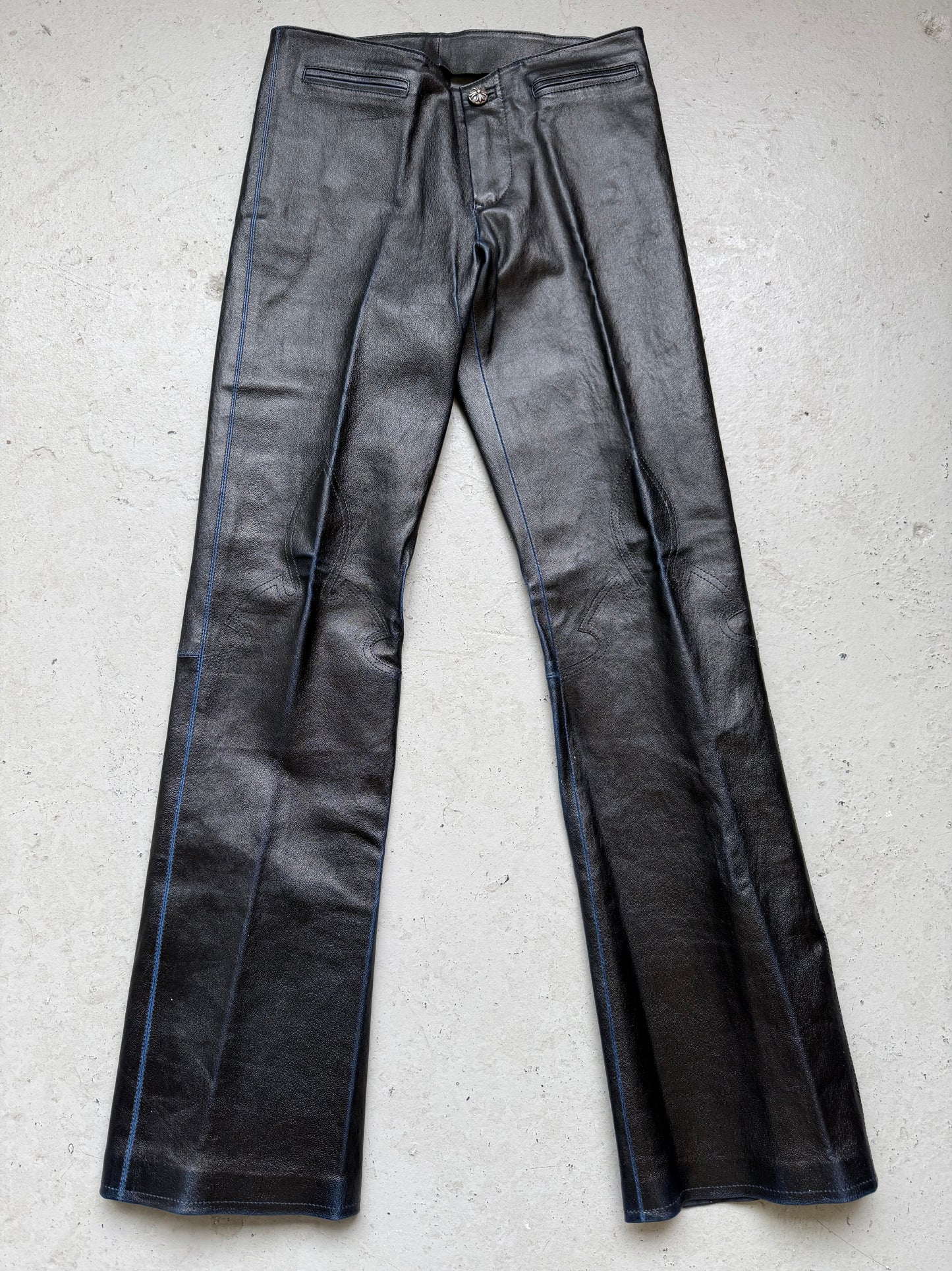 Chrome Hearts Black Leather Le Fleur Bottoms (2)