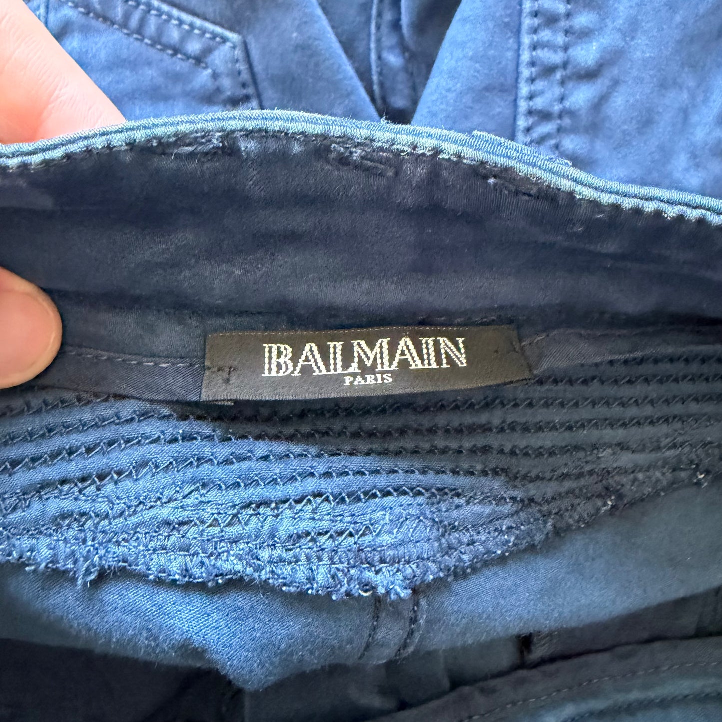 Balmain Navy Biker Pants (34)