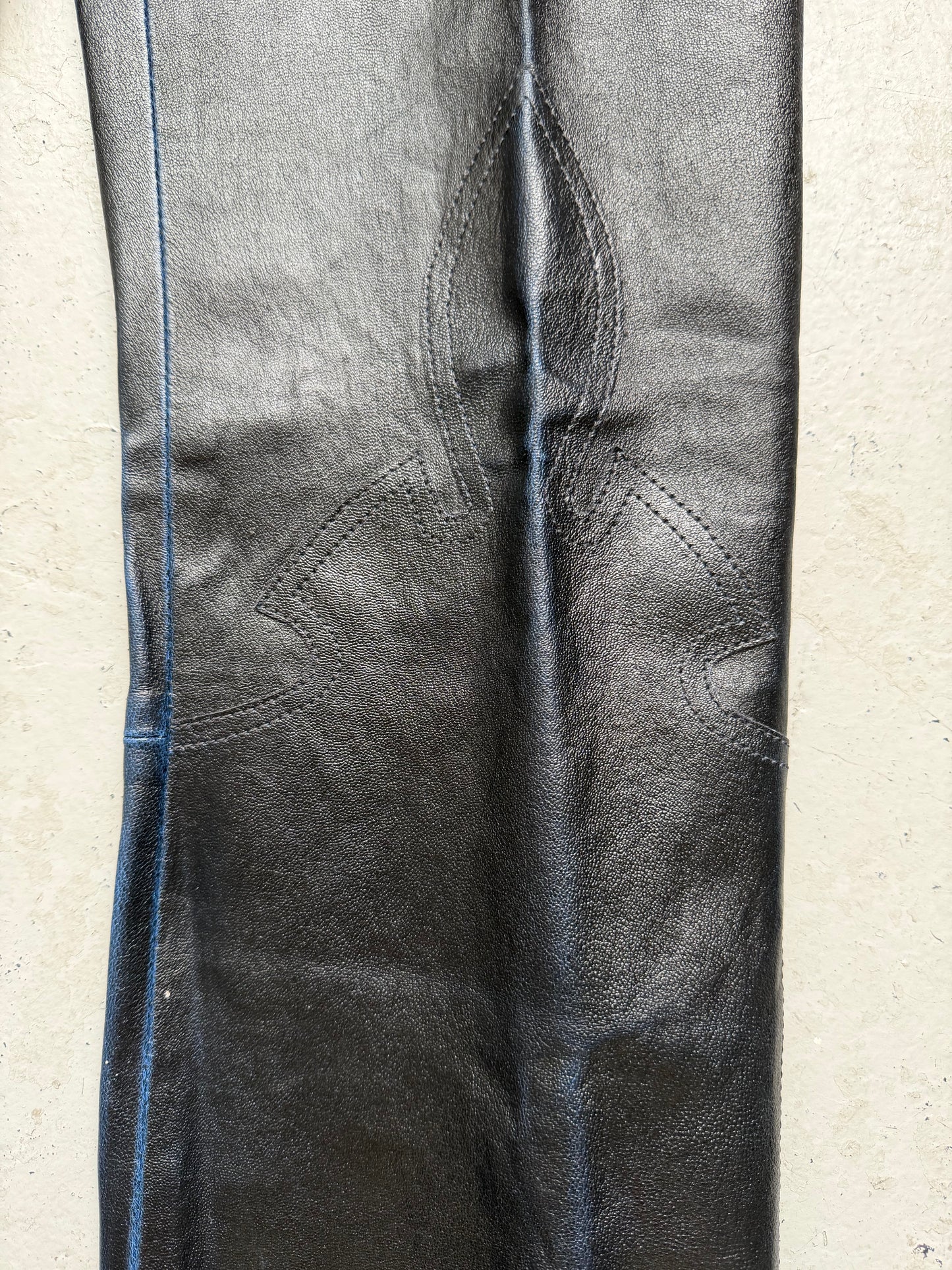 Chrome Hearts Black Leather Le Fleur Bottoms (2)