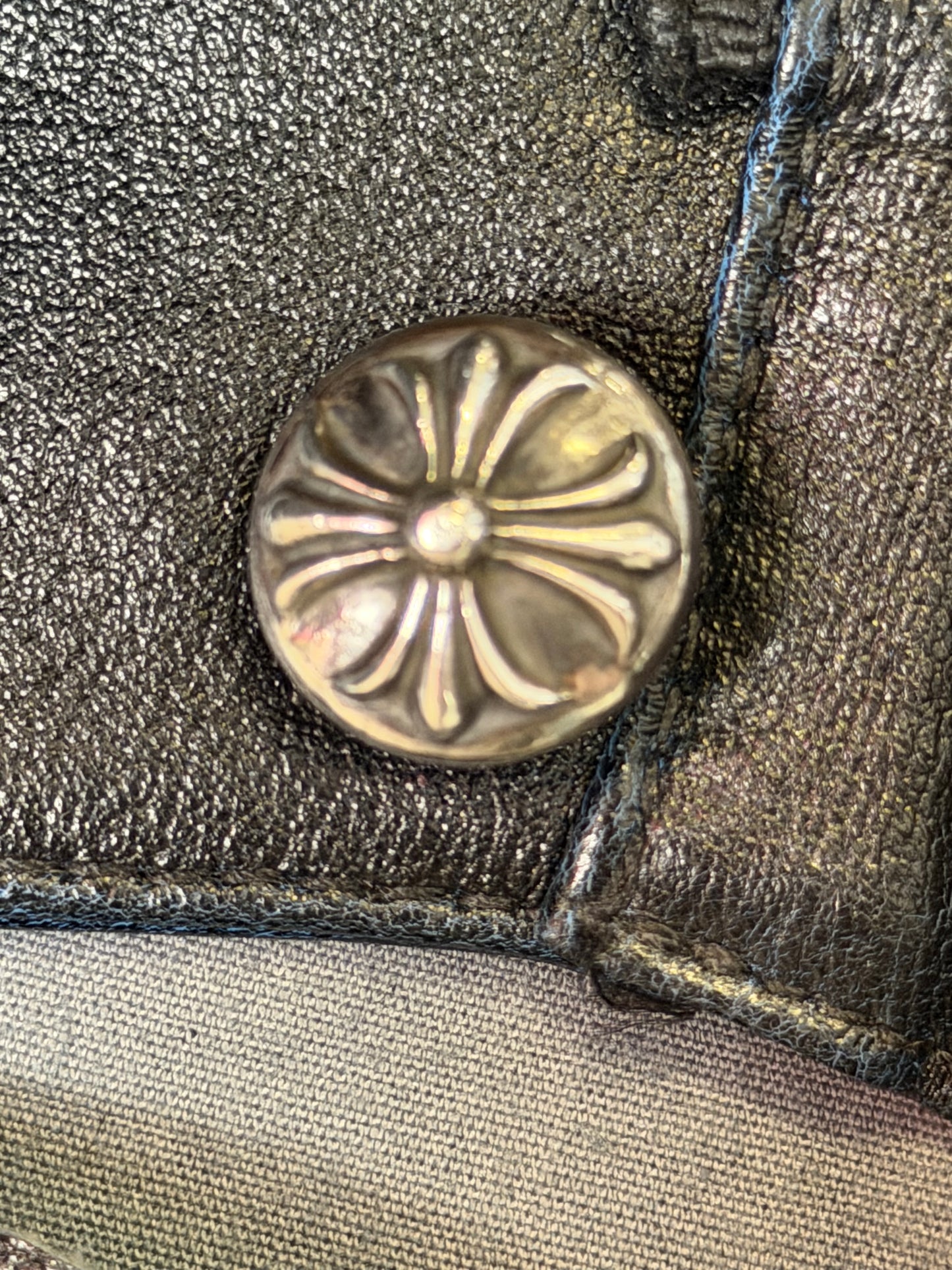 Chrome Hearts Black Leather Le Fleur Bottoms (2)