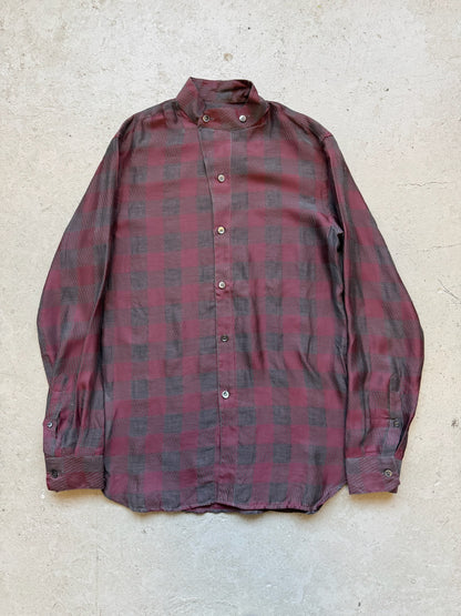 Giorgio Armani Red Plaid Silk Shirt (39)