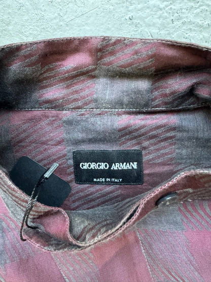 Giorgio Armani Red Plaid Silk Shirt (39)