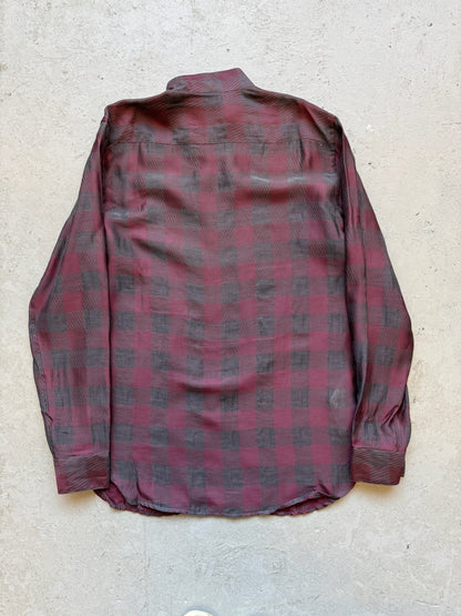 Giorgio Armani Red Plaid Silk Shirt (39)