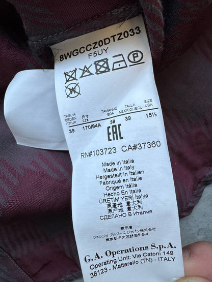 Giorgio Armani Red Plaid Silk Shirt (39)