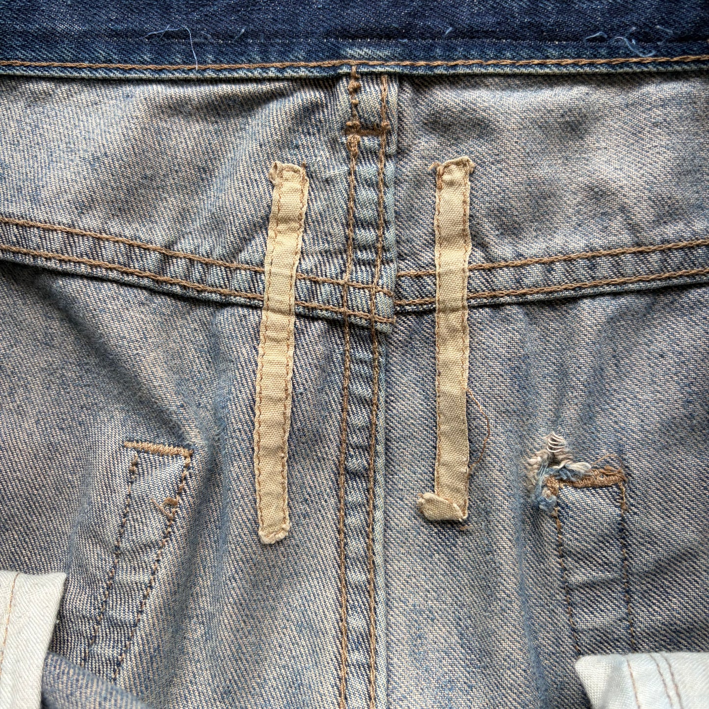 Rick Owens DRKSHDW Light Wash Denim Detroit Shorts (32)