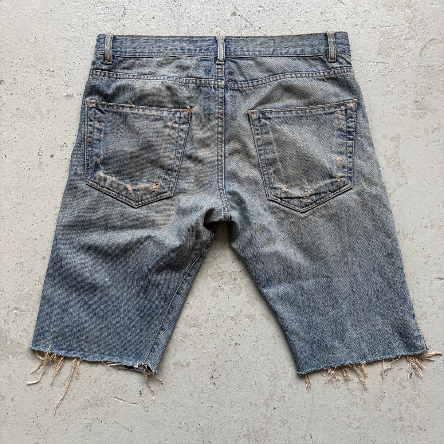 Rick Owens DRKSHDW Light Wash Denim Detroit Shorts (32)