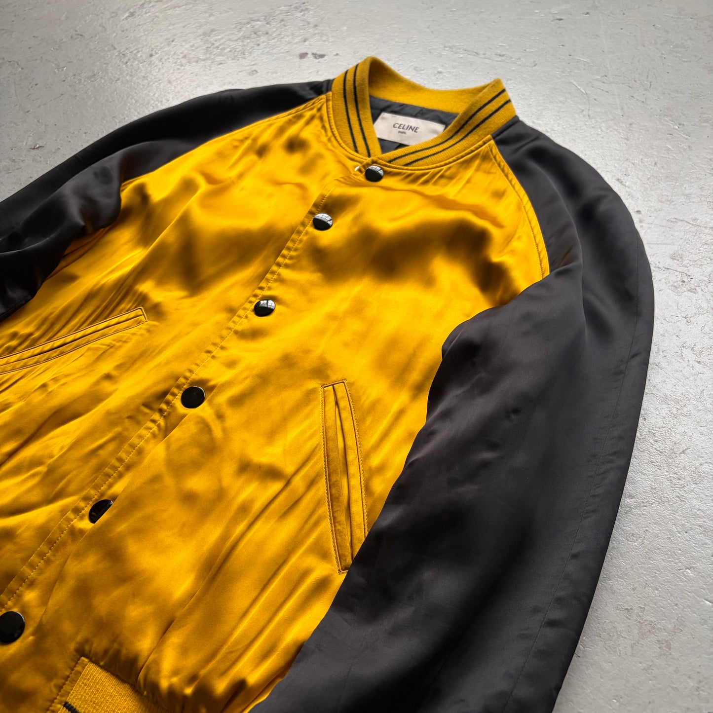Celine SS21 Black & Yellow Studded Teddy Jacket (46)