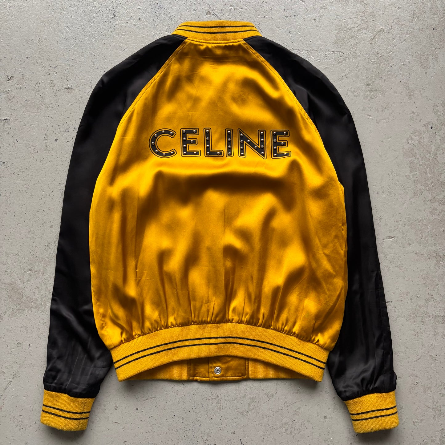 Celine SS21 Black & Yellow Studded Teddy Jacket (46)