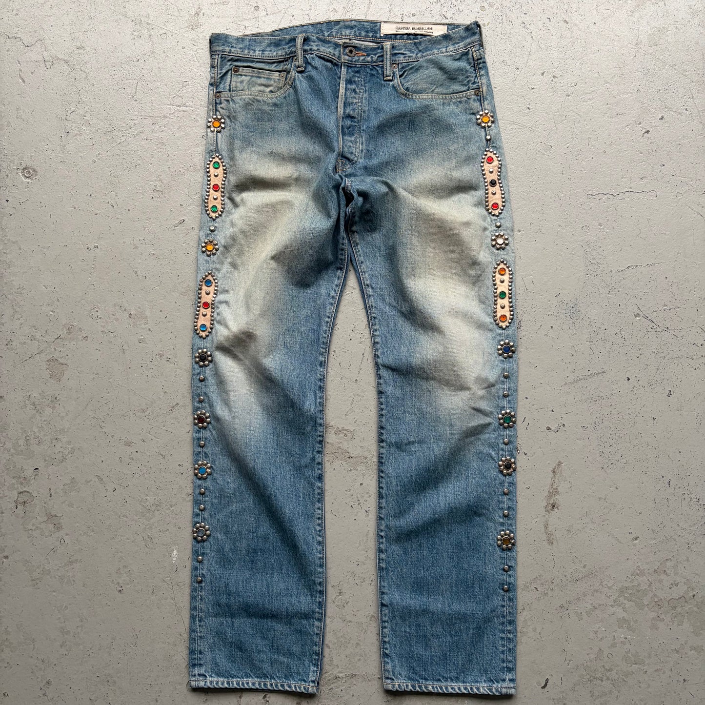 Kapital Cisco Gem Studded Light Wash Denim (36)