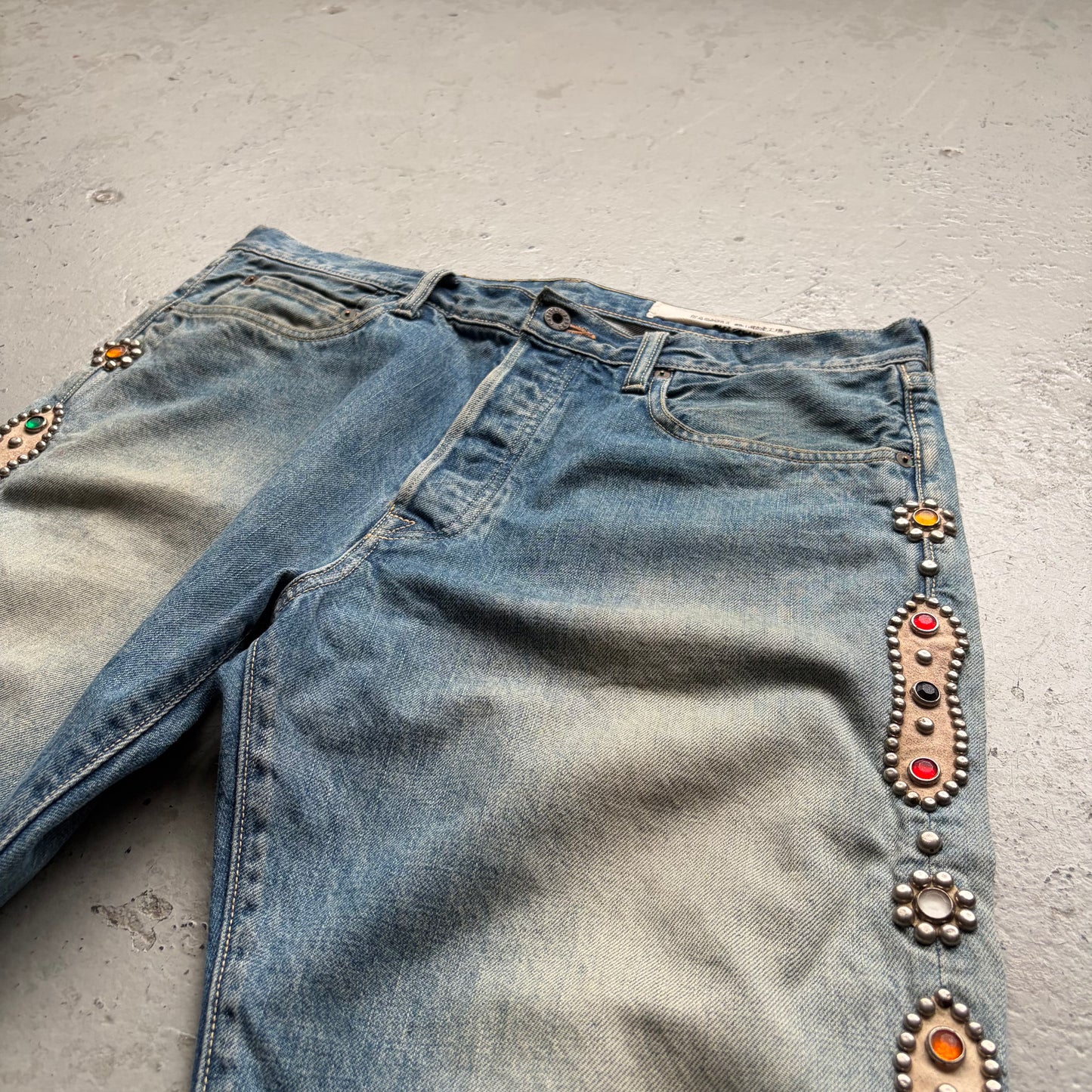 Kapital Cisco Gem Studded Light Wash Denim (36)