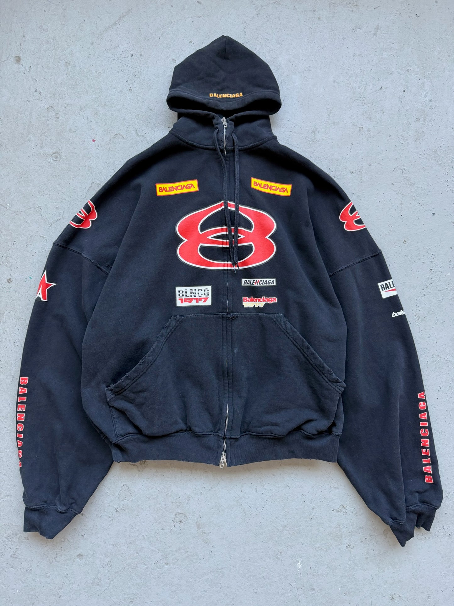 Balenciaga Sponsor Logo Black Zip Up Hoodie (4)
