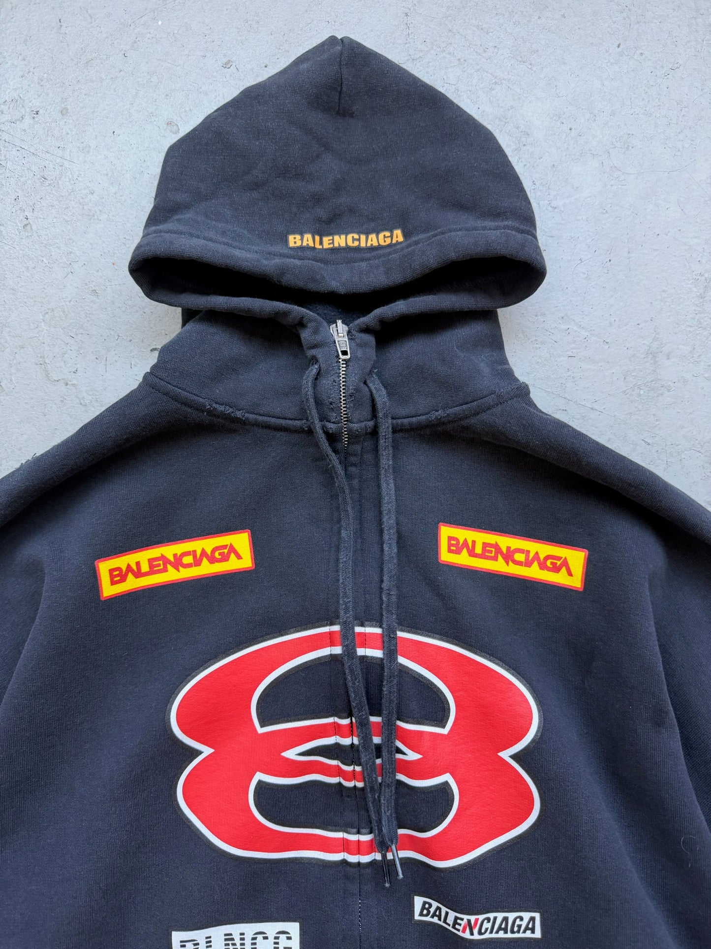 Balenciaga Sponsor Logo Black Zip Up Hoodie (4)