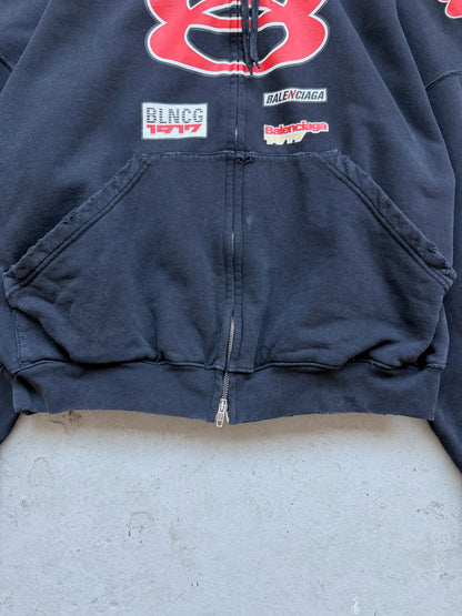 Balenciaga Sponsor Logo Black Zip Up Hoodie (4)
