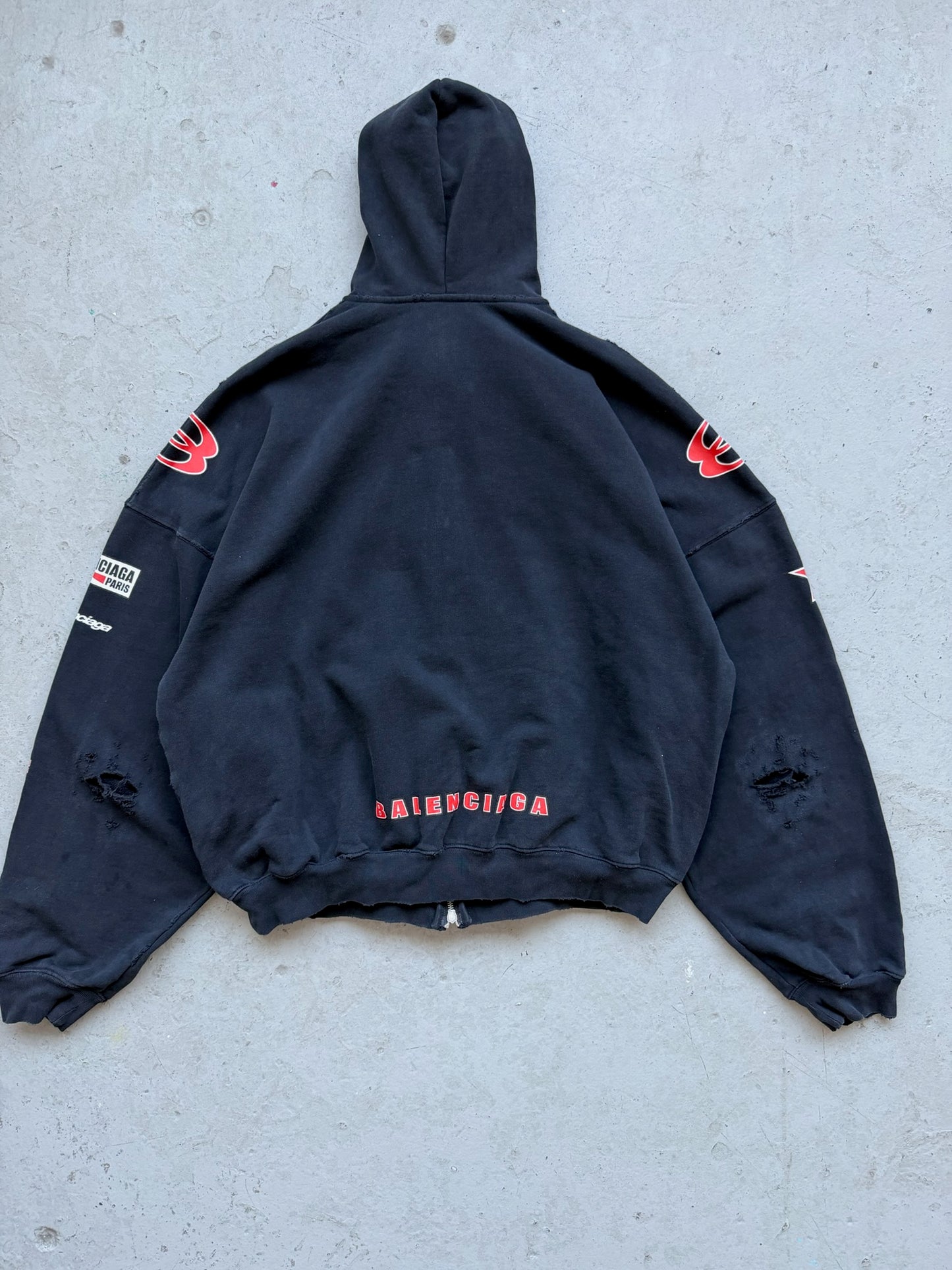 Balenciaga Sponsor Logo Black Zip Up Hoodie (4)