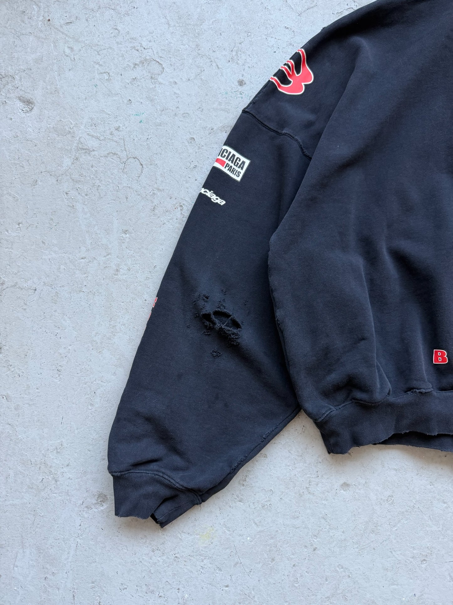 Balenciaga Sponsor Logo Black Zip Up Hoodie (4)