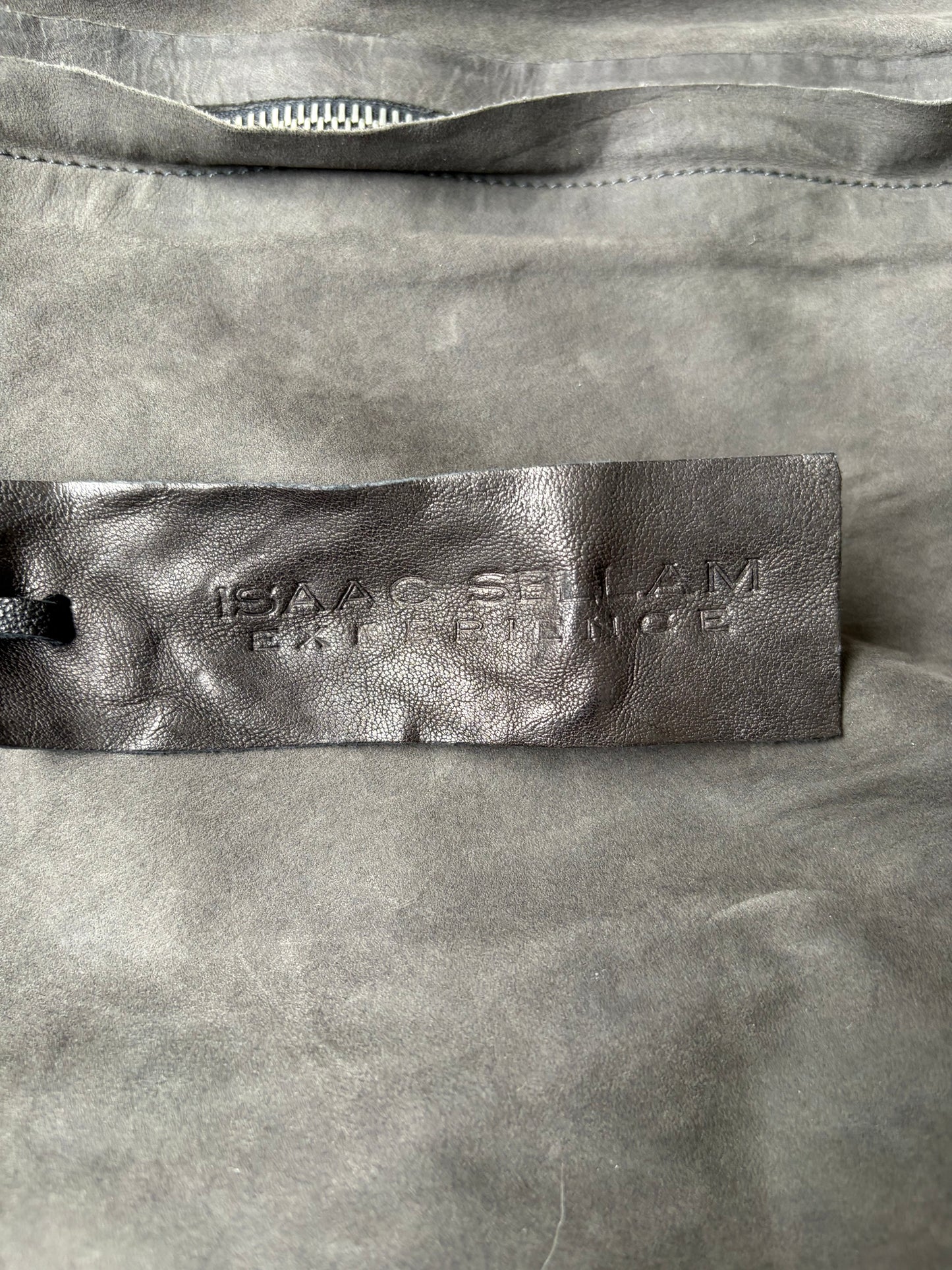 Isaac Sellam Experience Grey Asymmetrical Zip Leather Jacket (M)