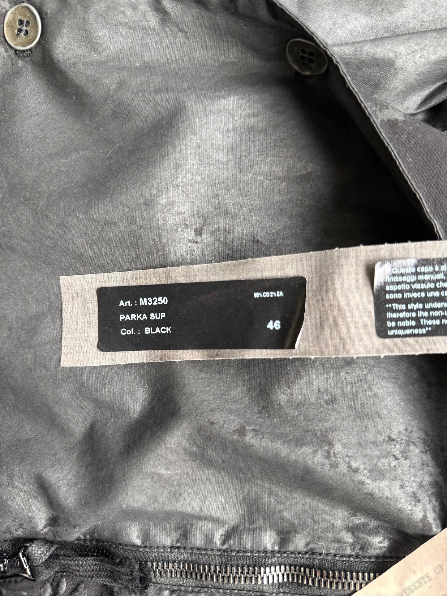 Masnada Black Cotton Waxed Transformable Parka (46)
