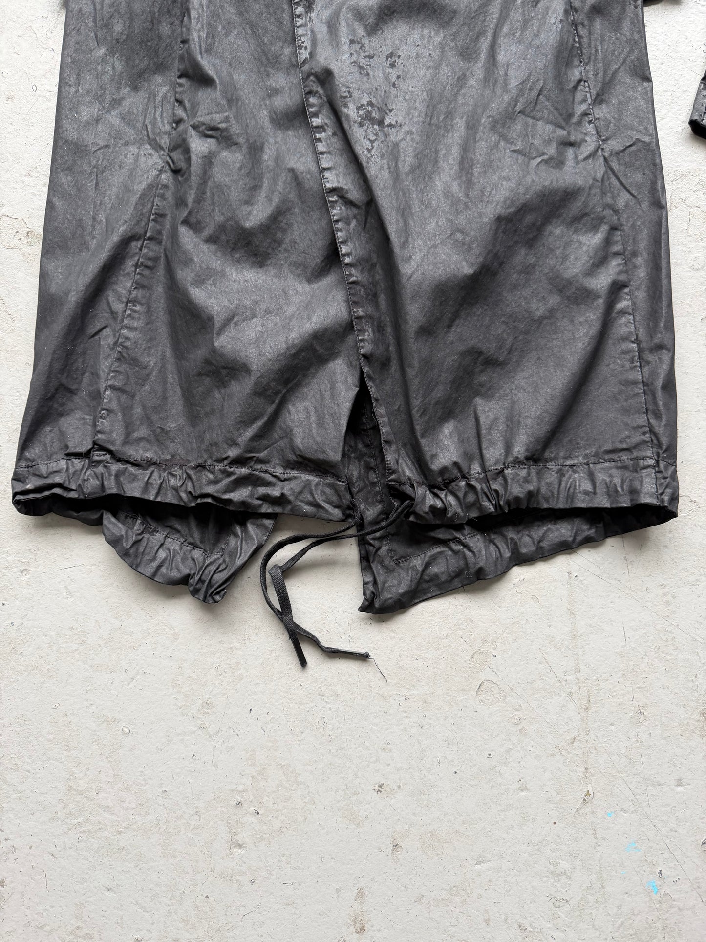 Masnada Black Cotton Waxed Transformable Parka (46)