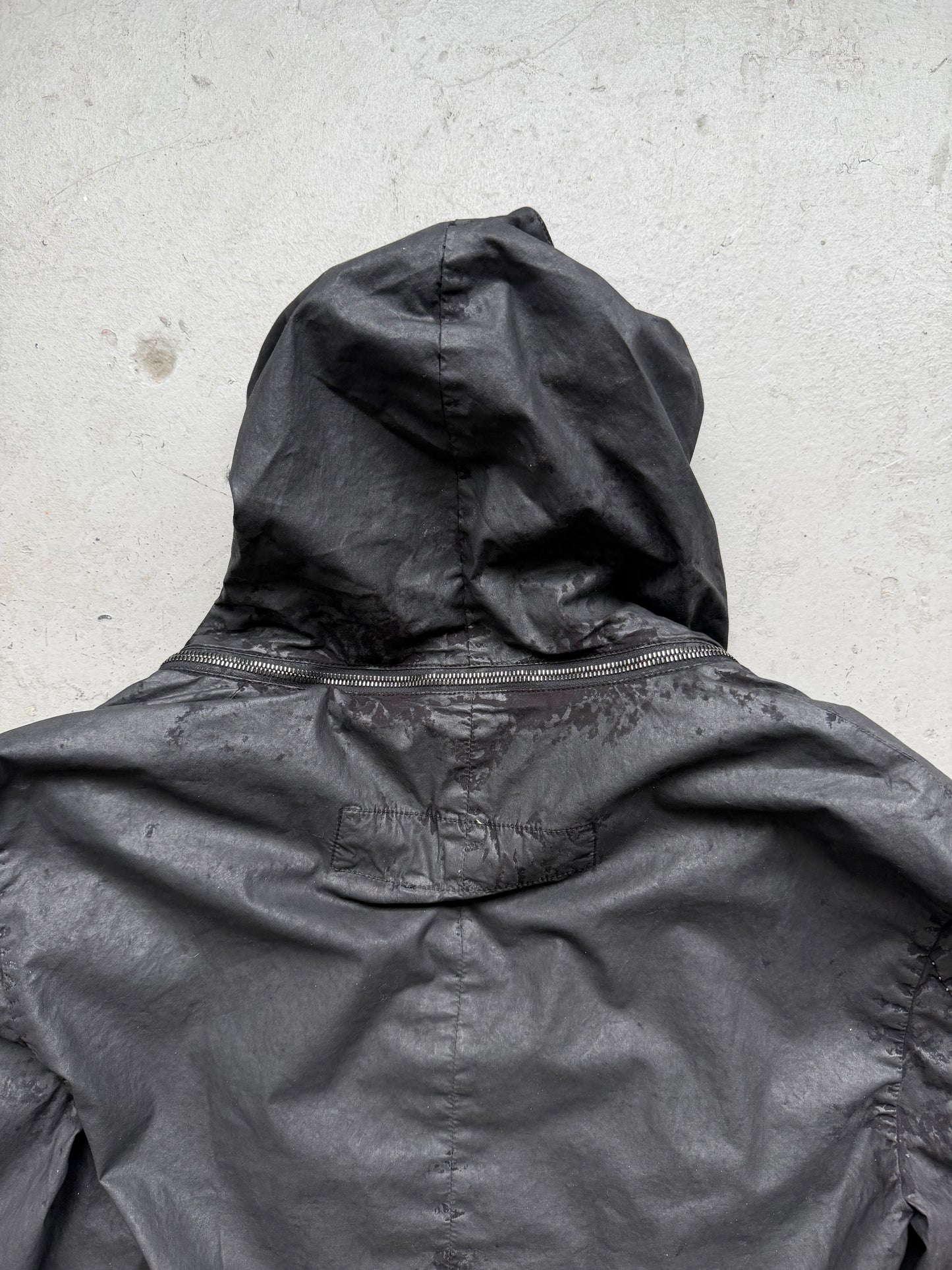 Masnada Black Cotton Waxed Transformable Parka (46)