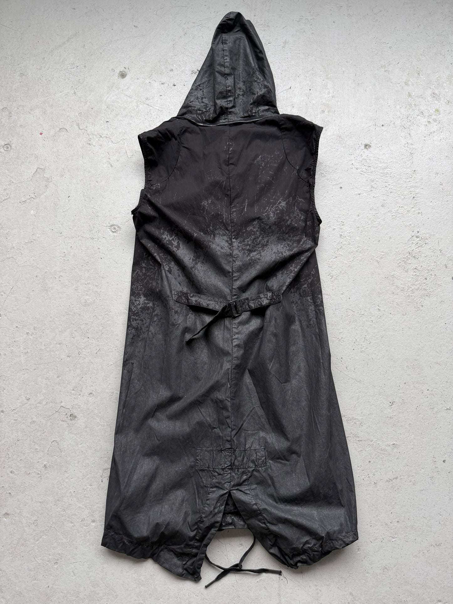 Masnada Black Cotton Waxed Transformable Parka (46)